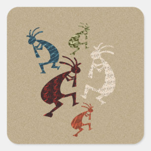 Five Kokopelli Square Sticker