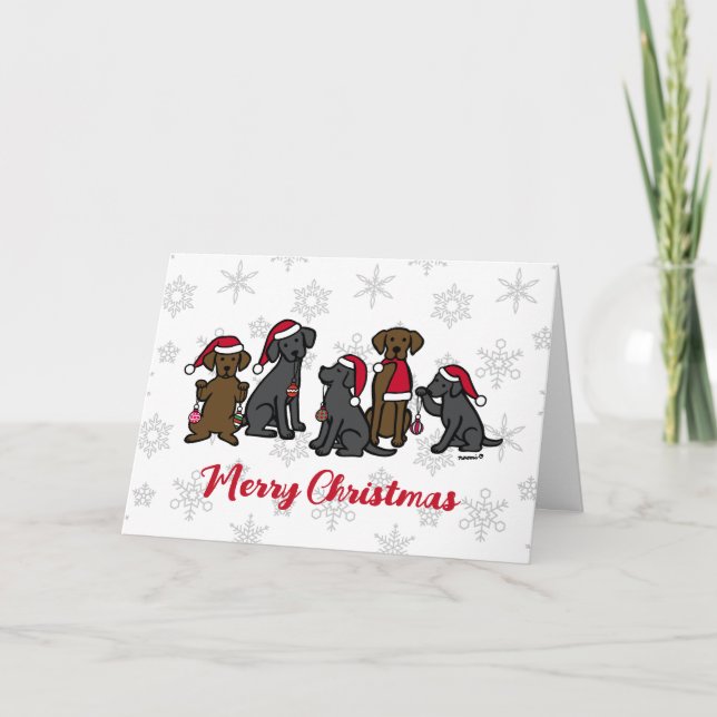 Five Labradors Christmas  Holiday Card (Front)