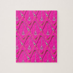 Five Lacrosse Sticks Pink Jigsaw Puzzle