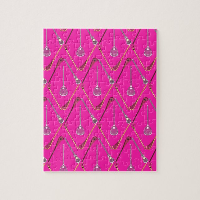 Five Lacrosse Sticks Pink Jigsaw Puzzle (Vertical)