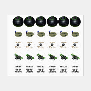 Five Lawn Bowls Images, Labels