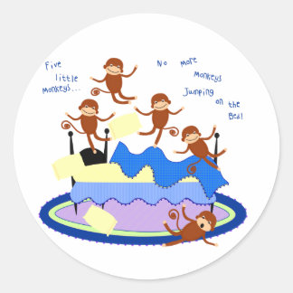 five little monkeys classic round sticker