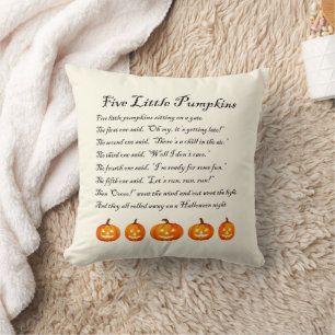 Five Little Pumpkins Halloween Poem Cushion