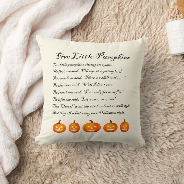 Five Little Pumpkins Halloween Poem Cushion (Blanket)