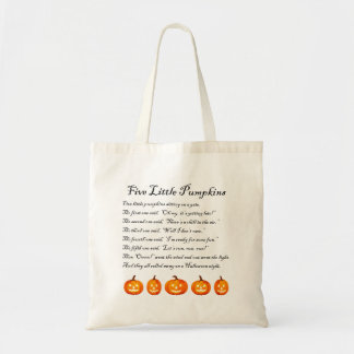 Five Little Pumpkins Halloween Poem Tote Bag