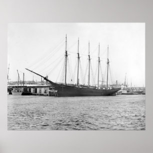 Five Masted Schooner, late 1800s Poster