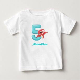 Five Months cute dinosaur Baby T-Shirt