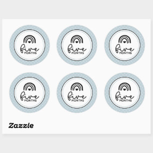 Five months rainbows and polka dots milestone classic round sticker