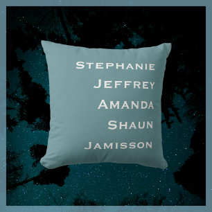 Five Names Powder Blue and White Square Cushion