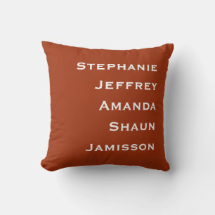Five Names Terra Cotta and White Square Cushion