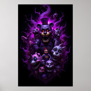 Five Nights at Freddys Animatronics with Purple Poster