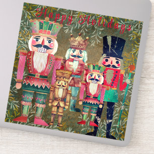 Five Nutcrackers Happy Holidays Colourful
