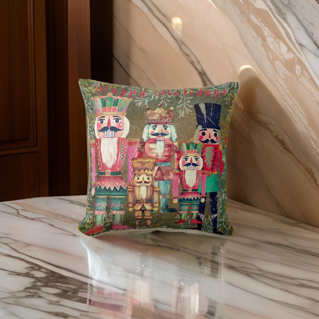 Five Nutcrackers Happy Holidays  Cushion (Creator Uploaded)