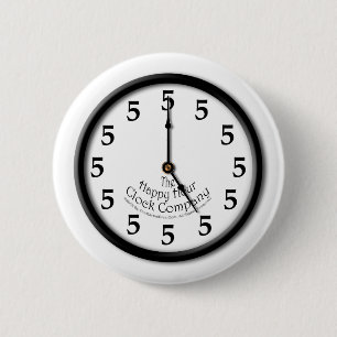 FIVE O'CLOCK CLOCK 6 CM ROUND BADGE