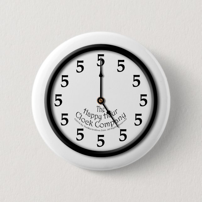 FIVE O'CLOCK CLOCK 6 CM ROUND BADGE (Front)