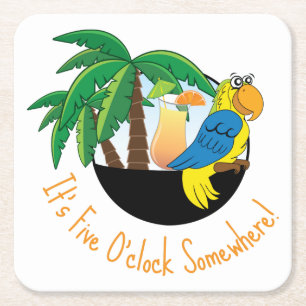 Five OClock Square Paper Coaster