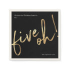 Five Oh 50th Birthday Black Gold Foil Simple Chic