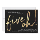 Five Oh 50th Birthday Black Gold Foil Stylish Chic