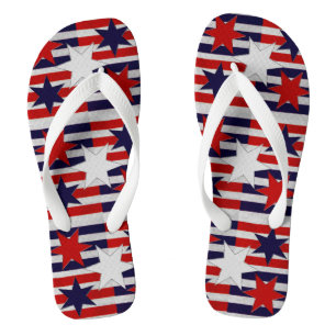 Five Patriotic Stars & Stripes Flip Flops