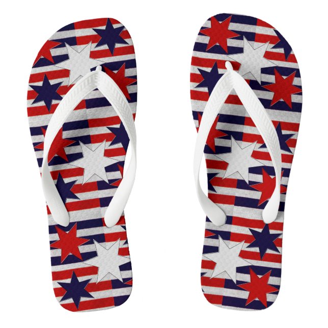 Five Patriotic Stars & Stripes Flip Flops (Footbed)