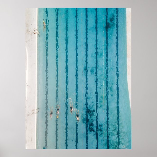 Five people swimming on pool poster (Front)