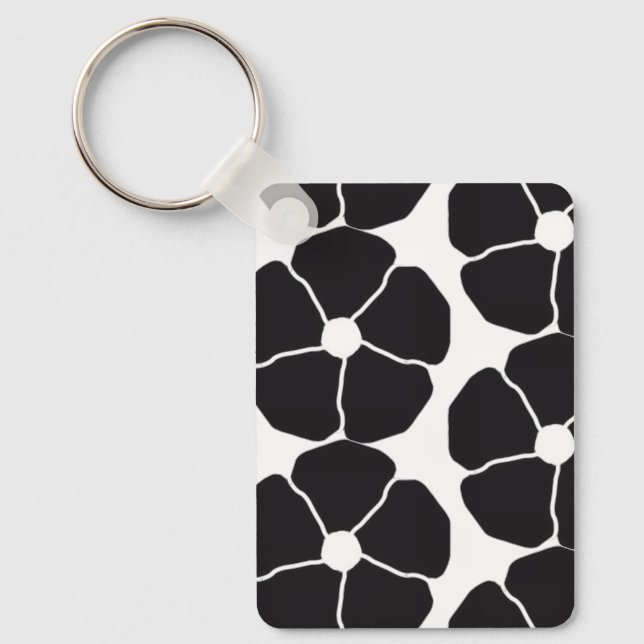 Five-Petal Black Flower Key Ring (Front)