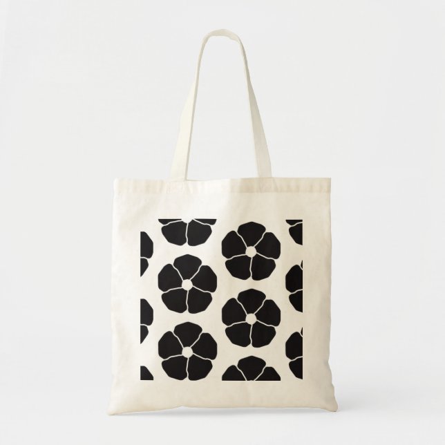 Five-Petal Black Flower Tote Bag (Front)