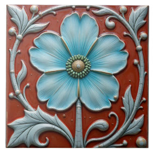 Five Petal Sky Blue Flower Tile