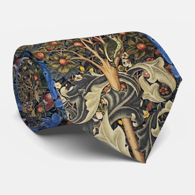 Five Phoenixes in Garden Chinese Yellow Floral Nec Tie (Rolled)