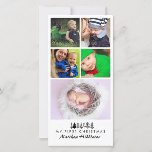 Five Photo Baby First Christmas Holiday Card