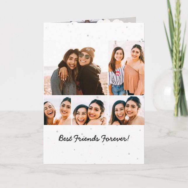 Five Photo Collage Best Friends Celebration Card (Front)