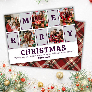 Five photo collage modern cute simple Christmas Holiday Card