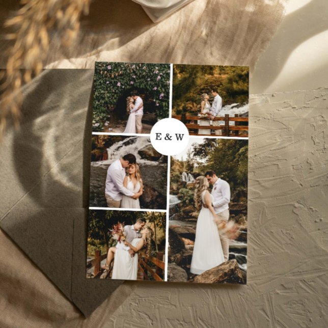 Five Photo Collage Modern Wedding Invitation (Creator Uploaded)