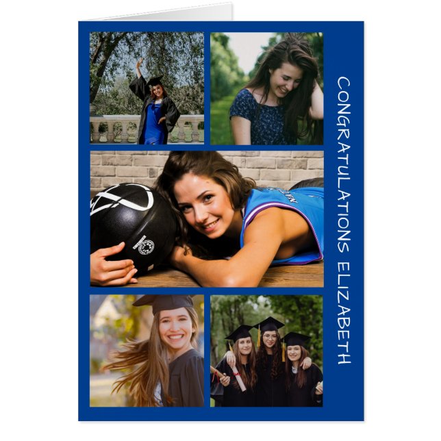 Five Photo Graduation Collage Birthday Card (Front)