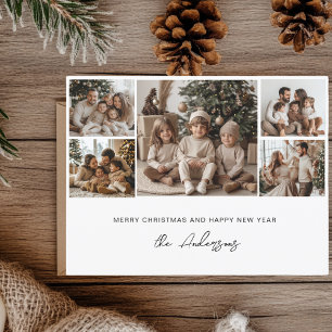 Five Photo Merry Christmas and Happy New Year  Postcard