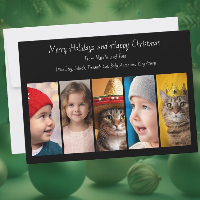Five Photos Collage Happy Christmas Holiday Card (Creator Uploaded)