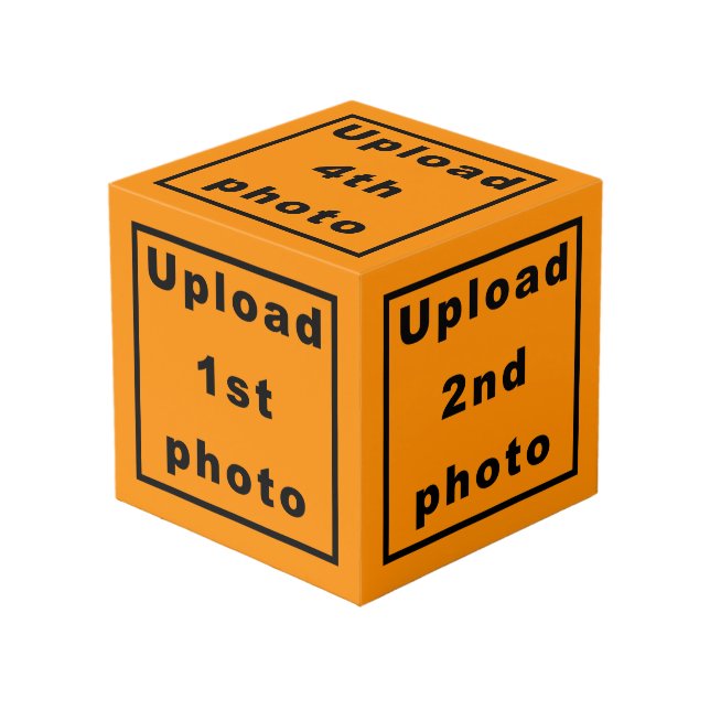 Five Photos on Orange Colour Photo Cube (Front Angled)