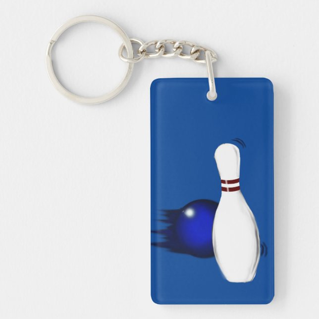 Five Pin Bowling Strike Sport Design Key Ring (Front)