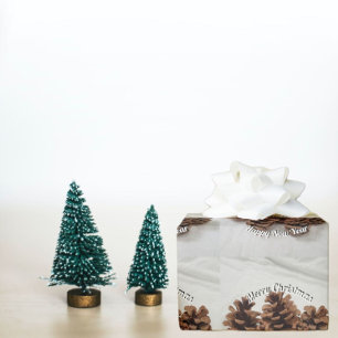 Five Pinecones Merry Christmas Happy New Year  Wrapping Paper