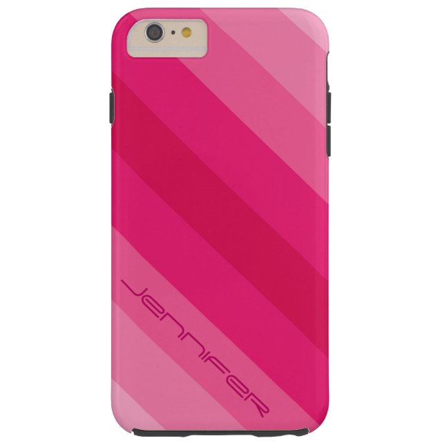 Five Pink Diagonal Stripe, Name, Minimalist  Case-Mate iPhone Case (Back)