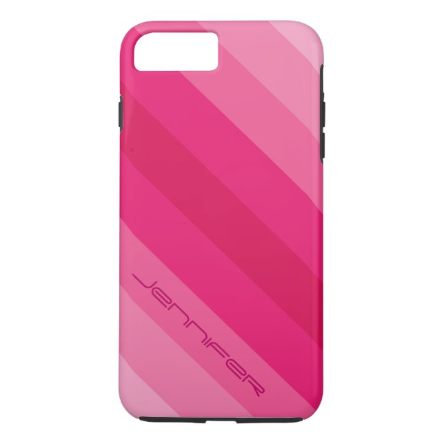 Five Pink Diagonal Stripe With Name Custom Tough Case-Mate iPhone Case (Back)