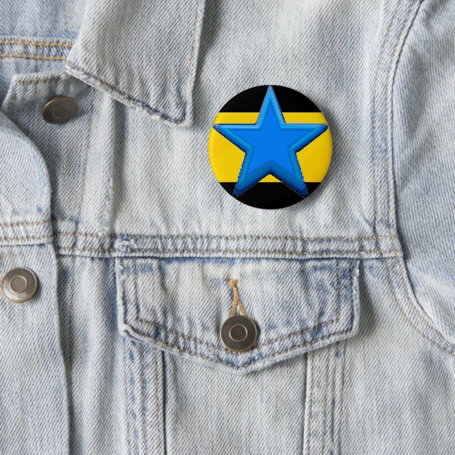 Five Point Blue Star  6 Cm Round Badge (In Situ)