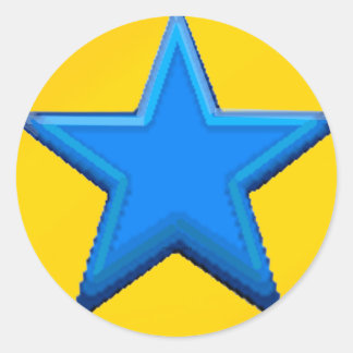 Five Point Blue Star Classic Round Sticker