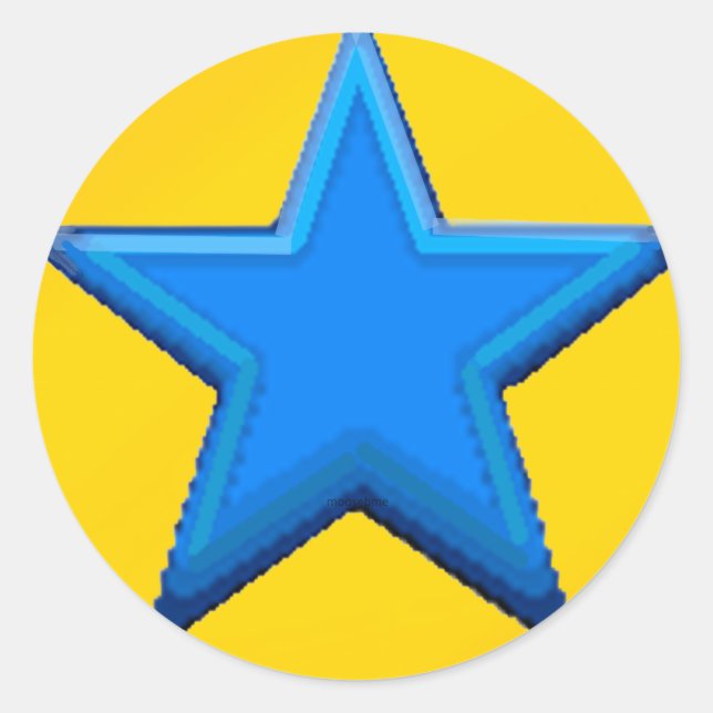 Five Point Blue Star  Classic Round Sticker (Front)