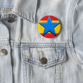 Five Point Blue Star Red 6 Cm Round Badge