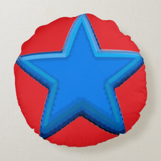 Five Point Blue Star Round Cushion
