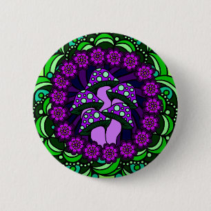 Five Purple Mushrooms Button