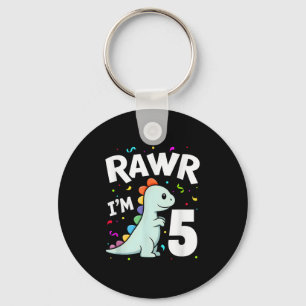 Five Rawr Im 5 Years Old T-rex Dinosaur 5th Birthd Key Ring
