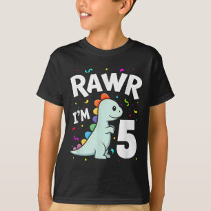 Five Rawr Im 5 Years Old T-rex Dinosaur 5th Birthd T-Shirt