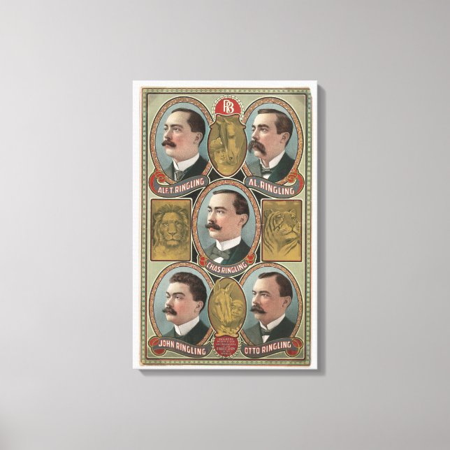 Five Ringling Brother's Bust Portraits Canvas Print (Front)